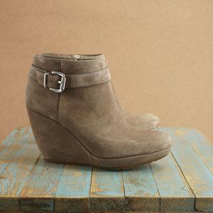 Geox Brown Suede Ankle Booties with Buckle